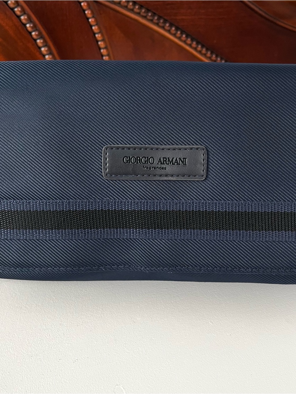 Giorgio Armani Fragrances Toiletry Bag Hanging Travel Pouch Canvas Blue
